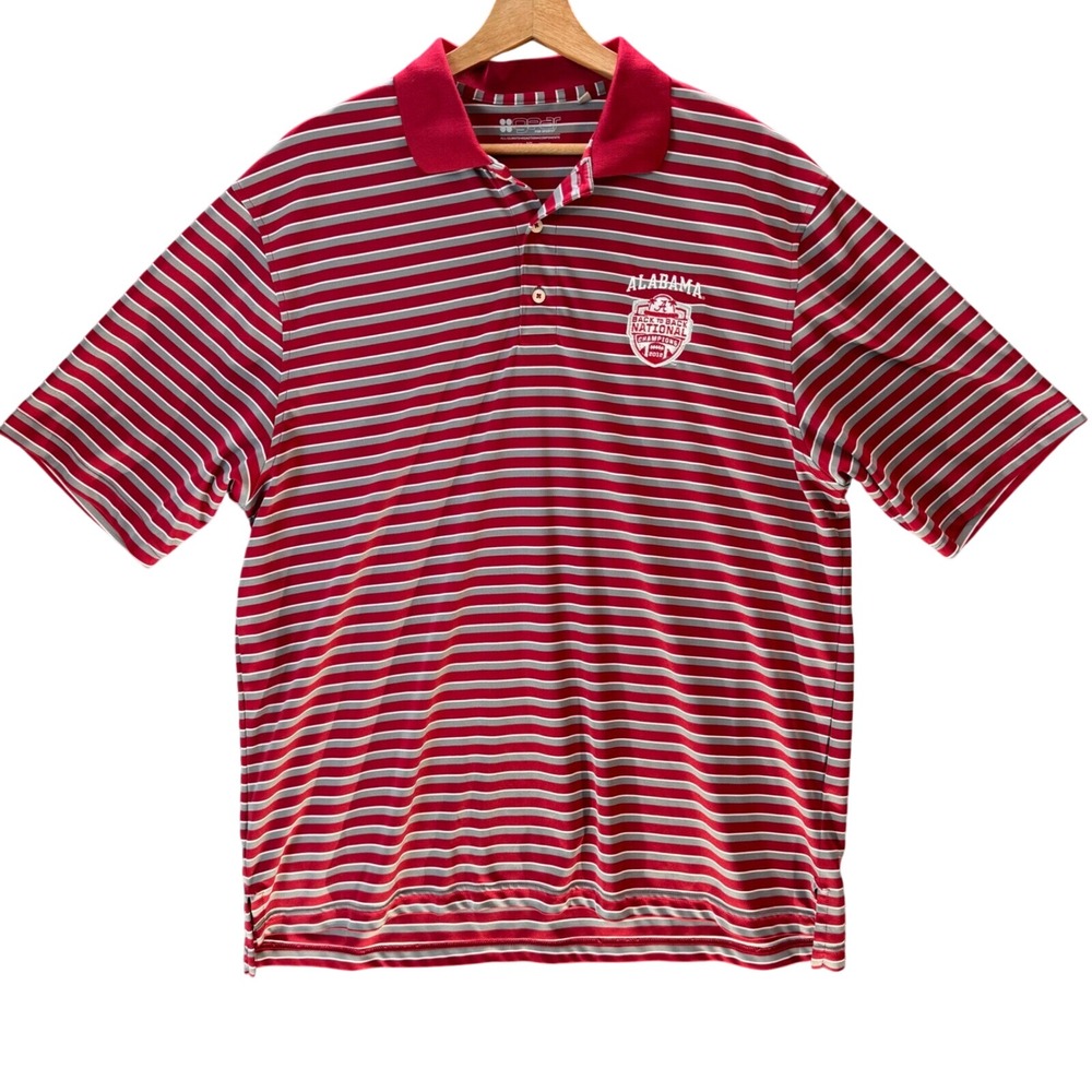 Alabama Crimson Tide Polo Shirt XL Red Stripe Roll Tide NCAA Football‎